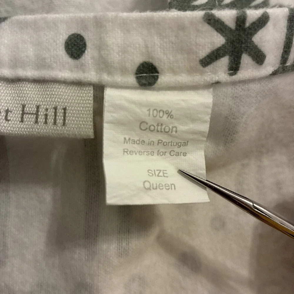 Garnet Hill Flannel Holiday Nordic Forest Queen Sheet Flat & 2 Pillow Cases